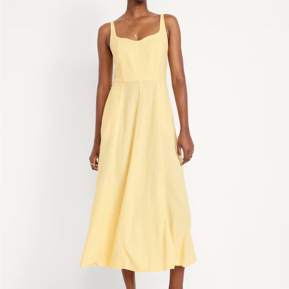 NWT - Old Navy Yellow Linen Midi Dress
